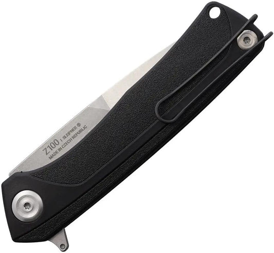 Acta Non Verba Z100 Linerlock Knife Premium Sleipner Tool Steel Blade Black GRN Handle Extended Tang for EDC Enthusiasts by Acta Non Verba Knives