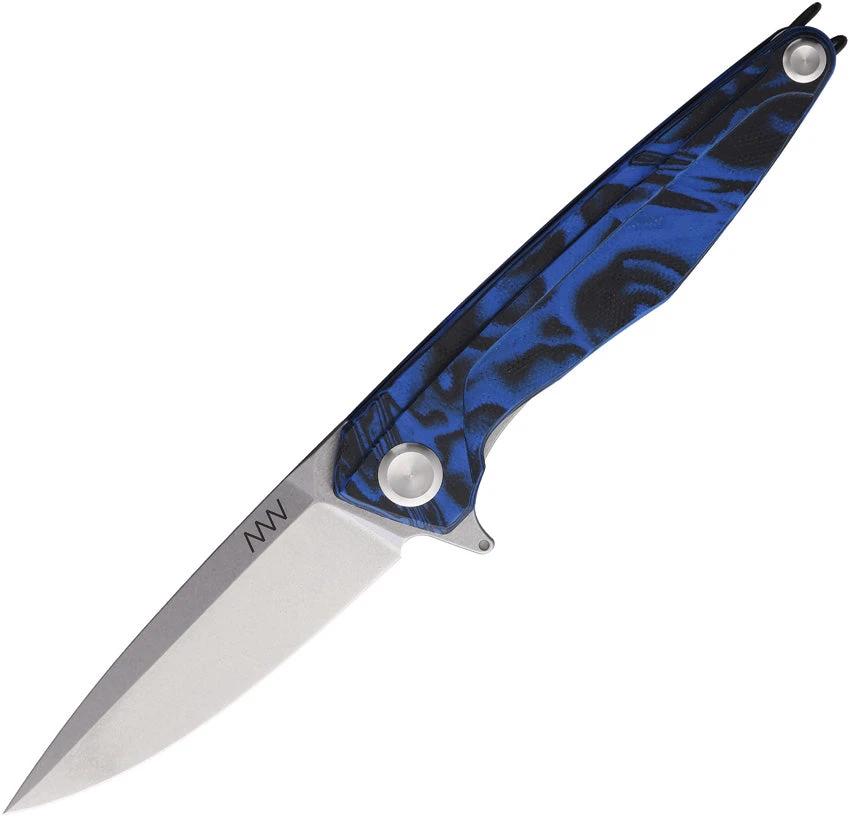 Acta Non Verba Z300 Linerlock Knife With Blue Velvet G10 Handle Sleipner Steel Extended Tang For EDC Enthusiasts by Acta Non Verba Knives
