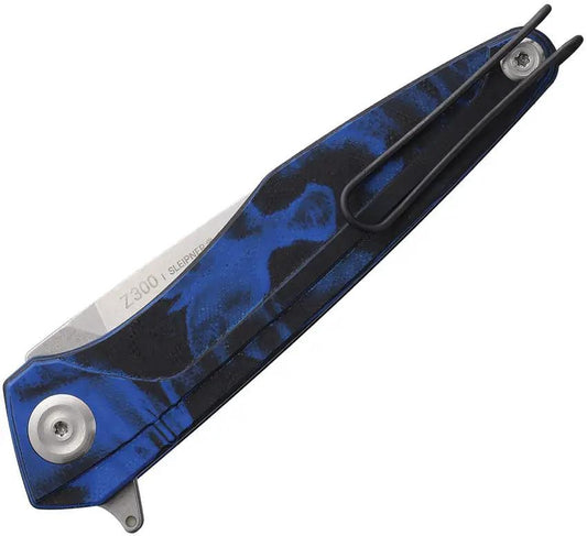 Acta Non Verba Z300 Linerlock Knife With Blue Velvet G10 Handle Sleipner Steel Extended Tang For EDC Enthusiasts by Acta Non Verba Knives