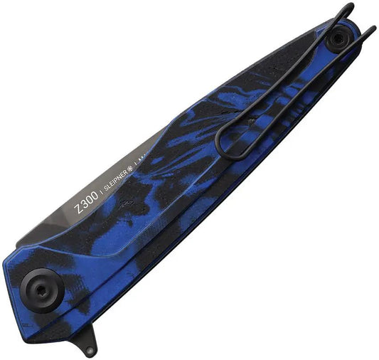 Acta Non Verba Z300 Linerlock Knife DLC Blade Sleipner Steel Blue Velvet G10 Extended Tang Pocket Clip EDC by Acta Non Verba Knives