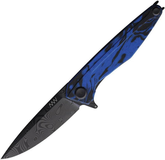 Acta Non Verba Z300 Linerlock DLC Deco Blue Knife Sleipner Steel Extended Tang For EDC Enthusiasts by Acta Non Verba Knives