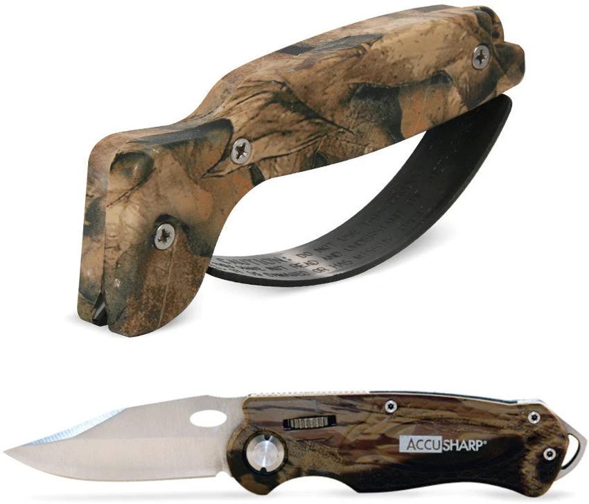 AccuSharp Wheel Lock And Sharpener Combo 042C With Camo Aluminum Handle And Glass Breaker Pocket Clip by AccuSharp