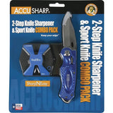 AccuSharp SharpNEasy Combo Knife With Two Step Sharpener Carbide Ceramic Rod Blue Glass Breaker For Everyday Carry by AccuSharp