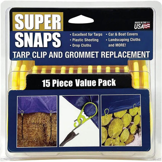 AccuSharp Super Snaps Tarp Grommets 15 Pack Reusable ABS Construction Yellow Durable For DIYers Clamshell Pack by AccuSharp