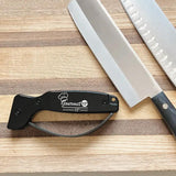AccuSharp 15 Degree Knife Sharpener For Straight And Serrated Edges With Black Handle Clam Pack For Home Cooks by AccuSharp