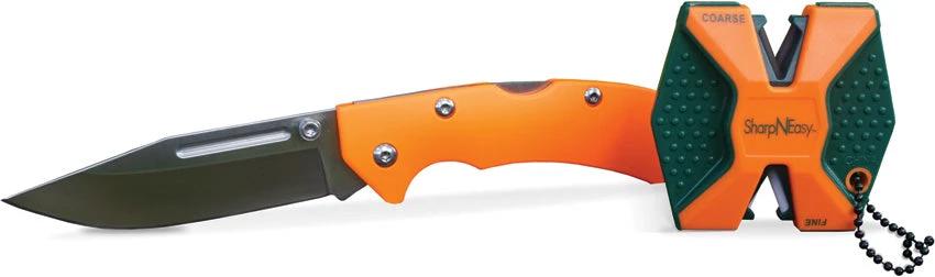 AccuSharp SharpNEasy Lockback Combo Knife 721C with Two Step Sharpener Orange G10 Handle by AccuSharp