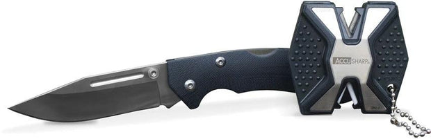 AccuSharp Diamond PRO Lockback Combo 723C Knife 3.25 Inch Satin Blade And Black G10 Handle Includes Two Step Sharpener by AccuSharp