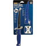 Premium AccuSharp Fillet Knife With Two Step Sharpener 7 Inch Titanium Coated Blade Blue Handle For Anglers by AccuSharp