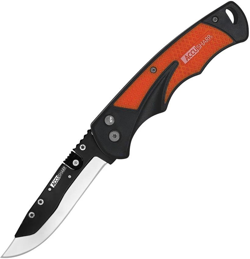 AccuSharp Razor Button Lock Orange 741C With 420 Stainless Steel Blade And Two Replaceable Blades by AccuSharp
