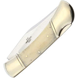 Bear Lockback Knife Alaska Scrimshaw ASC1 For Collectors With Bone Handle And Mirror Clip Point Blade by Alaska Scrimshaw Connection