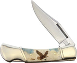 Alaska Scrimshaw Eagle Lockback Knife For Premium Collectors By Alaska Scrimshaw Connection 3.75in Closed Bone Handle by Alaska Scrimshaw Connection