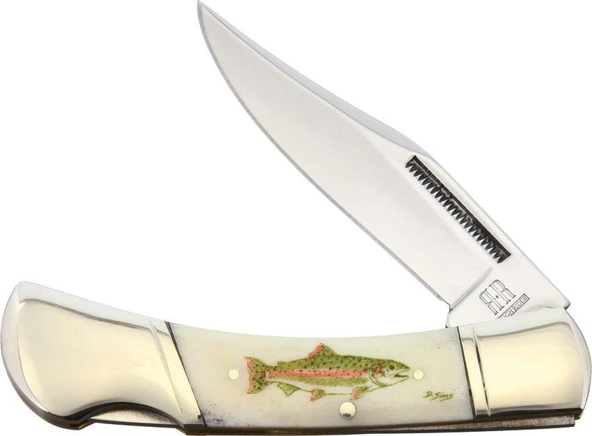 Alaska Scrimshaw Connection Salmon Lockback Knife for Outdoorsmen and Collectors with Stainless Clip Point Blade by Alaska Scrimshaw Connection