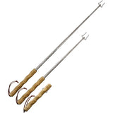 Arctic Legend Durable Fold Out BBQ Skewers for Campers Outdoor Cooks with Curly Birch Handle Rust Resistant Prongs by Arctic Legend