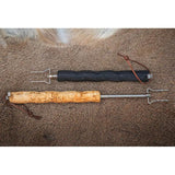 Arctic Legend Durable Fold Out BBQ Skewers for Campers Outdoor Cooks with Curly Birch Handle Rust Resistant Prongs by Arctic Legend