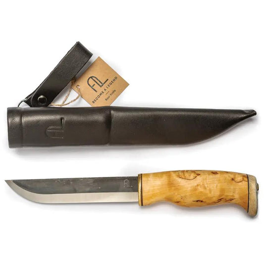 Arctic Legend Bear Fixed Blade Knife With Curly Birch Handle Reindeer Horn Pommel Carbon Steel For Outdoor Enthusiasts by Arctic Legend