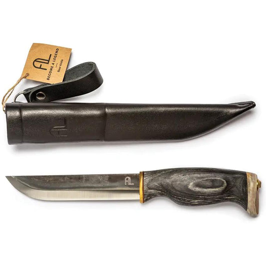 Arctic Legend Bear Rugged Fixed Blade Knife With Carbon Steel Blade, Birch Handle, Reindeer Horn Pommel For Outdoorsmen by Arctic Legend