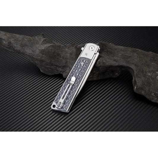 Artisan Classic Linerlock Folding Knife 3.75in D2 Satin Blade Black White G10 Handle for Everyday Carry Enthusiasts by Artisan