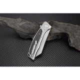 Artisan Megahawk Linerlock Knife D2 Blade Compact EDC Utility With Gray Aluminum Handle G10 Inlay by Artisan