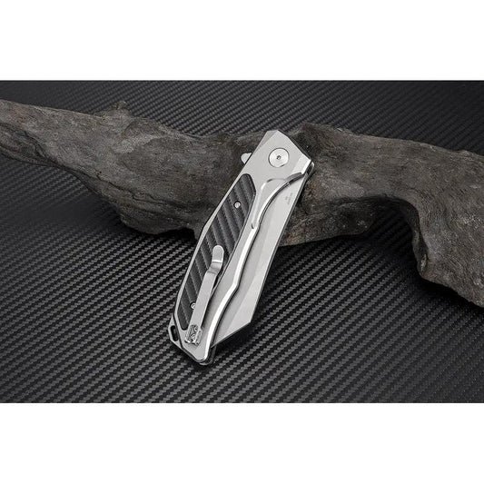 Artisan Megahawk Linerlock Knife D2 Blade Compact EDC Utility With Gray Aluminum Handle G10 Inlay by Artisan