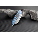 Artisan Apache Nomad Framelock Folding Knife Blue Titanium Handle With Carbon Fiber Inlay M390 Blade For EDC Enthusiasts by Artisan