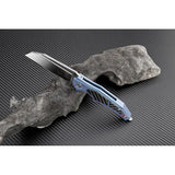 Artisan Apache Nomad Framelock Folding Knife Blue Titanium Handle With Carbon Fiber Inlay M390 Blade For EDC Enthusiasts by Artisan