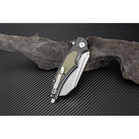 Artisan Apache Nomad Linerlock Folding Knife 3.5in D2 Blade Green Handle for EDC and Outdoor Enthusiasts by Artisan