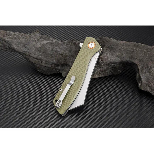 Artisan Tomahawk Linerlock 1815P-GNF EDC Folding Knife With D2 Stonewash Blade Green G10 Extended Tang by Artisan