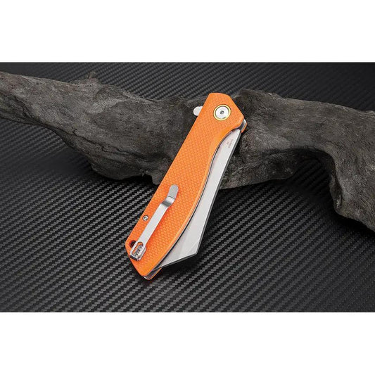 Premium Artisan Tomahawk Linerlock Orange EDC Folder With D2 Stonewash Blade G10 Handle Pocket Clip Extended Tang by Artisan