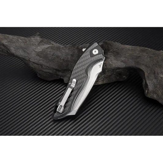 Artisan Eagle Linerlock CF D2 EDC Folding Knife For Outdoor Enthusiasts, Premium Lightweight Carbon Fiber Handle by Artisan
