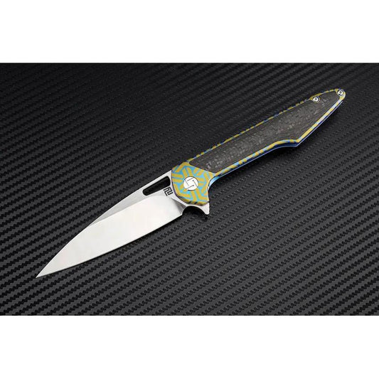 Artisan Archaeo Framelock Knife 1821G BU03 Premium Blue Titanium Frame With Bohler M390 Blade For Everyday Carry by Artisan