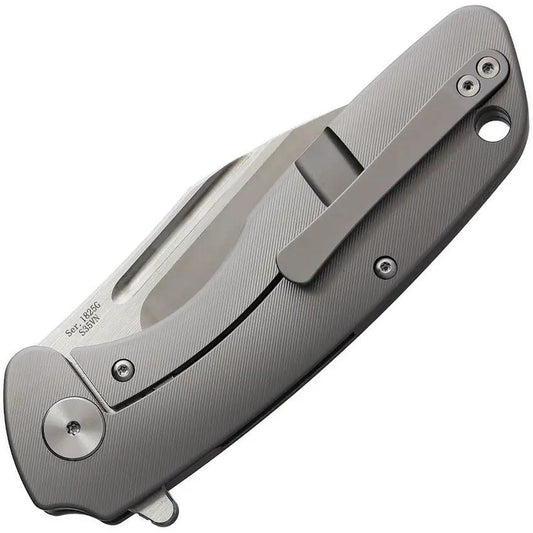 Artisan Wren Framelock Gray Folding Knife for EDC Enthusiasts 3 Inch Satin Blade Titanium Handle by Artisan