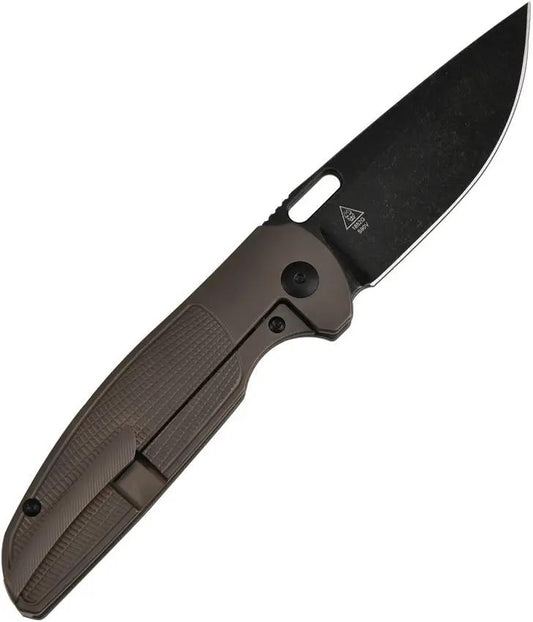 Artisan Satyr Framelock Bronze Titanium Knife With S90V Drop Point, 4.38in Closed, EDC For Knife Collectors by Artisan