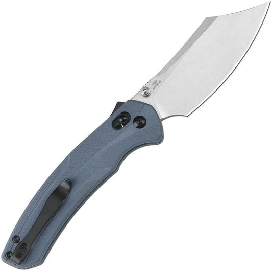 Artisan Simoon Recoil Lock V2 Blue Folding Knife With 3.5 Inch Stonewash AR RPM9 Bowie Blade And Blue G10 Handle For EDC by Artisan
