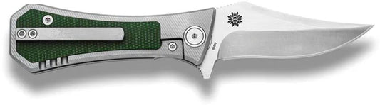 Auxiliary Manufacturing Deadhead Bowie Framelock Knife M390 Satin Blade Titanium Handle Micarta Inlay For Enthusiasts by Auxiliary Manufacturing
