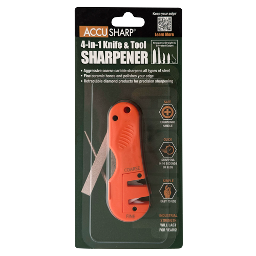 AccuSharp 028C Four-In-One Knife And Tool Sharpener With Multiple Surfaces For Straight Edges Serrations And Hooks by AccuSharp