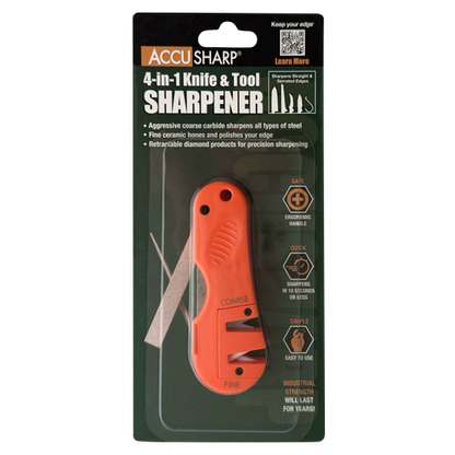 AccuSharp 028C Four-In-One Knife And Tool Sharpener With Multiple Surfaces For Straight Edges Serrations And Hooks by AccuSharp