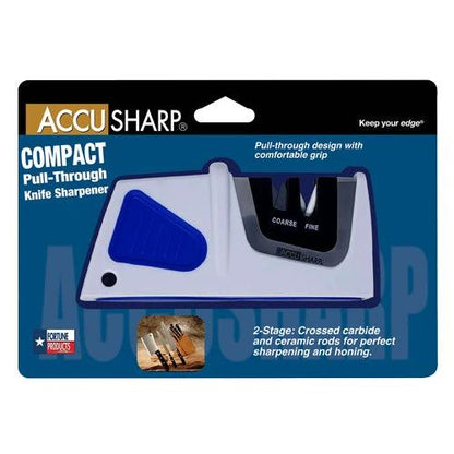 AccuSharp Compact Pull Through Knife Sharpener Two Stage Tungsten Carbide And Ceramic Hone For Sharp Edges by AccuSharp