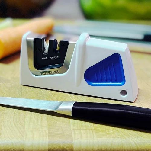 AccuSharp Compact Pull Through Knife Sharpener Two Stage Tungsten Carbide And Ceramic Hone For Sharp Edges by AccuSharp