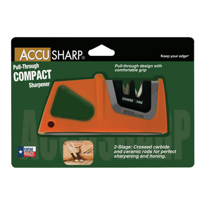 AccuSharp Compact Pull Through Knife Sharpener 081C With Diamond Honed Tungsten Carbide Blades For Sharp Edges by AccuSharp
