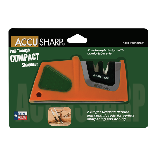 AccuSharp Compact Pull Through Knife Sharpener 081C With Diamond Honed Tungsten Carbide Blades For Sharp Edges by AccuSharp