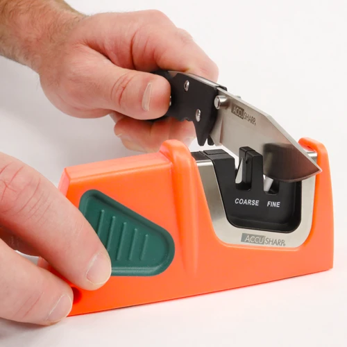 AccuSharp Compact Pull Through Knife Sharpener 081C With Diamond Honed Tungsten Carbide Blades For Sharp Edges by AccuSharp