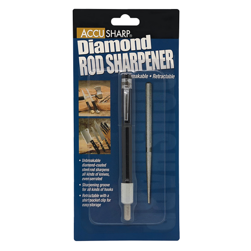 AccuSharp 030C Diamond Rod Knife Sharpener Pen Style Travel Ready Compact Retractable Coated Rod for Straight Edges by AccuSharp