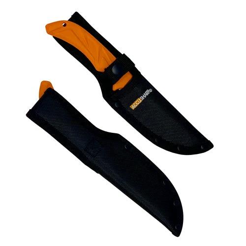 AccuSharp Gut-Hook Knife 3.75-Inch Satin Stainless Steel Blade Orange Non-Slip Handle by AccuSharp