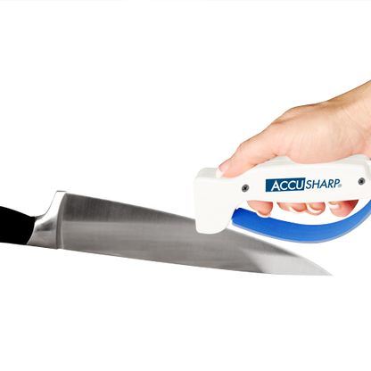 AccuSharp 1D Knife And Tool Sharpener White Handle For Kitchen Knives Serrated Blades Axes And Garden Tools by AccuSharp