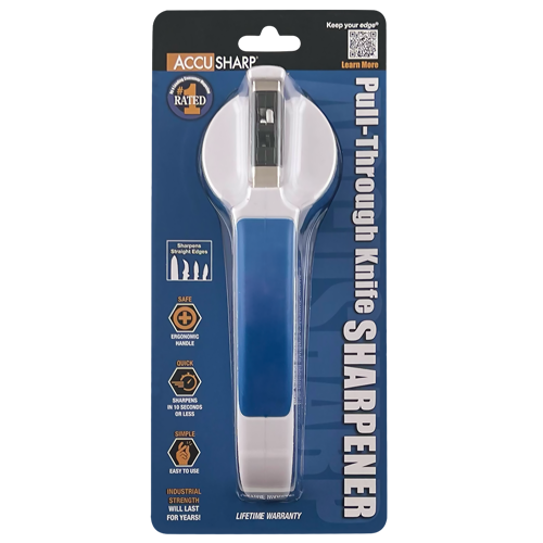 AccuSharp AS036C Two Stage Pull Through Knife Sharpener With Tungsten Carbide Blades And Ceramic Rods Blue Handle by AccuSharp