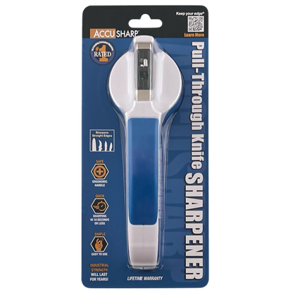 AccuSharp AS036C Two Stage Pull Through Knife Sharpener With Tungsten Carbide Blades And Ceramic Rods Blue Handle by AccuSharp