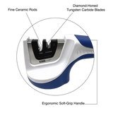 AccuSharp AS036C Two Stage Pull Through Knife Sharpener With Tungsten Carbide Blades And Ceramic Rods Blue Handle by AccuSharp