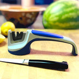 AccuSharp AS036C Two Stage Pull Through Knife Sharpener With Tungsten Carbide Blades And Ceramic Rods Blue Handle by AccuSharp