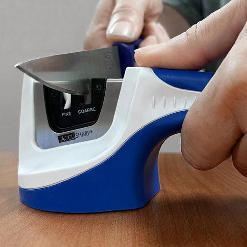 AccuSharp AS036C Two Stage Pull Through Knife Sharpener With Tungsten Carbide Blades And Ceramic Rods Blue Handle by AccuSharp