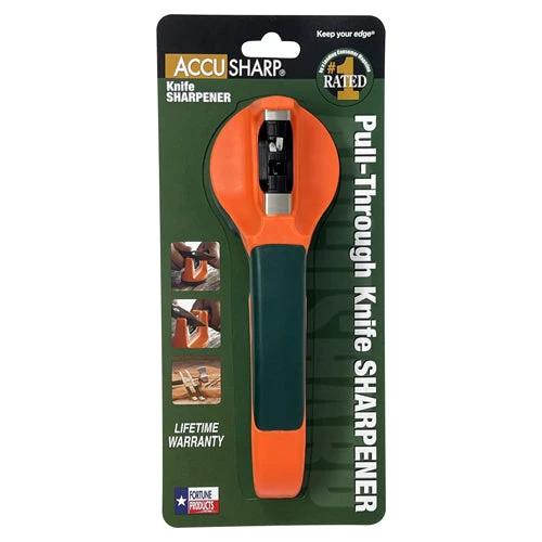 AccuSharp AS039C Pull Through Knife Sharpener Orange Handle Two Stage Diamond Tungsten Carbide Blades And Ceramic Rods by AccuSharp